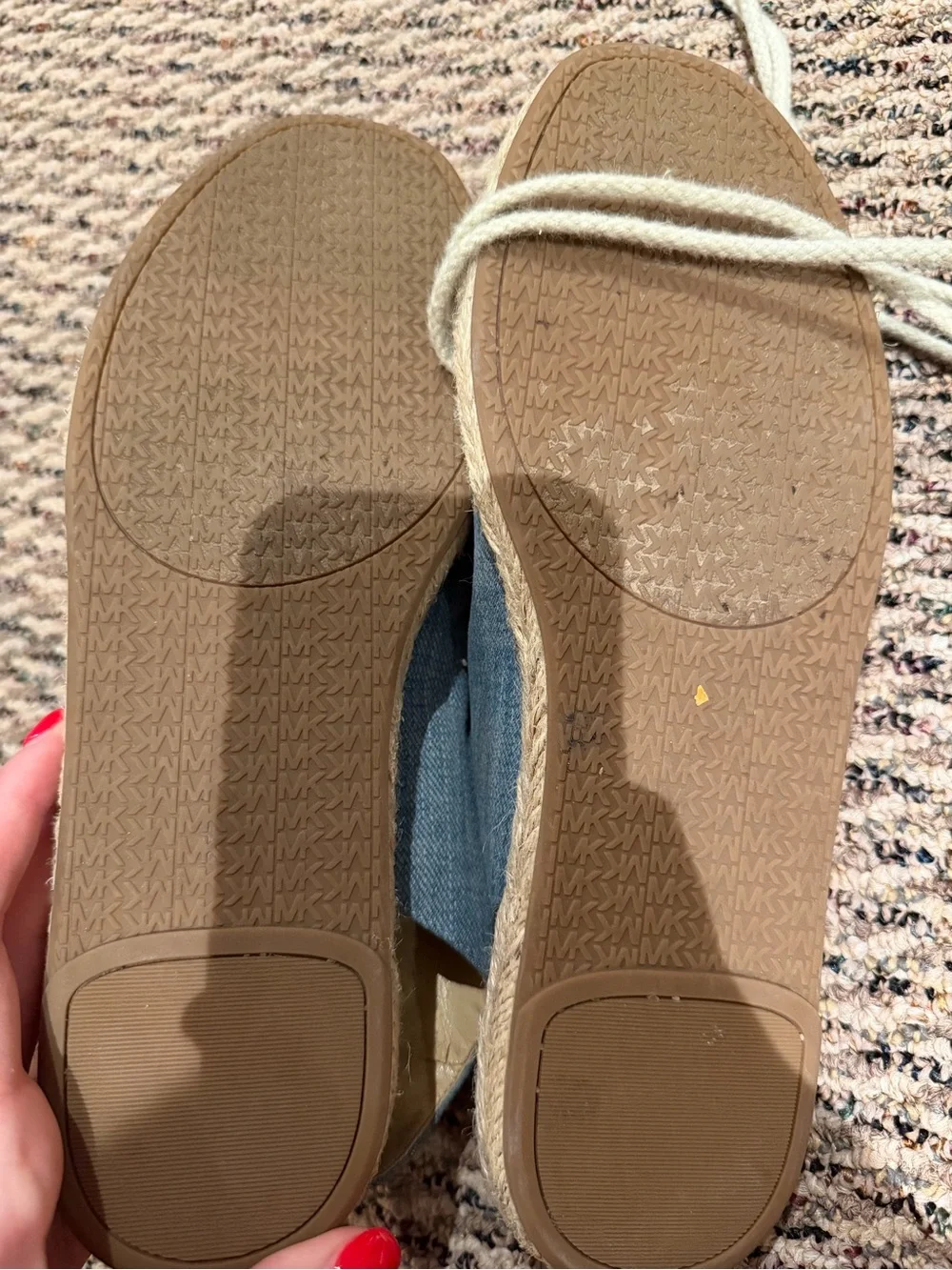 10M MICHAEL KORS MCKENNA DENIM WOMEN'S ESPADRILLE SANDAL FLAT OPEN TOE SHOES